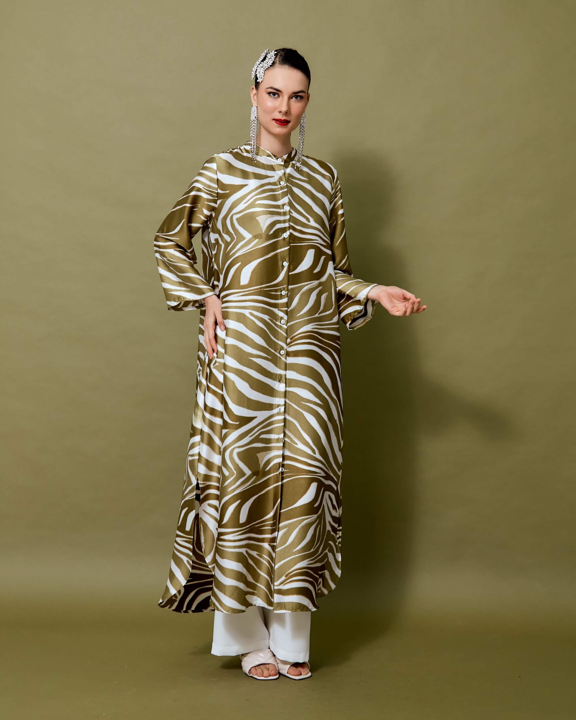 Marisa Olive Green Batik Printed Dress