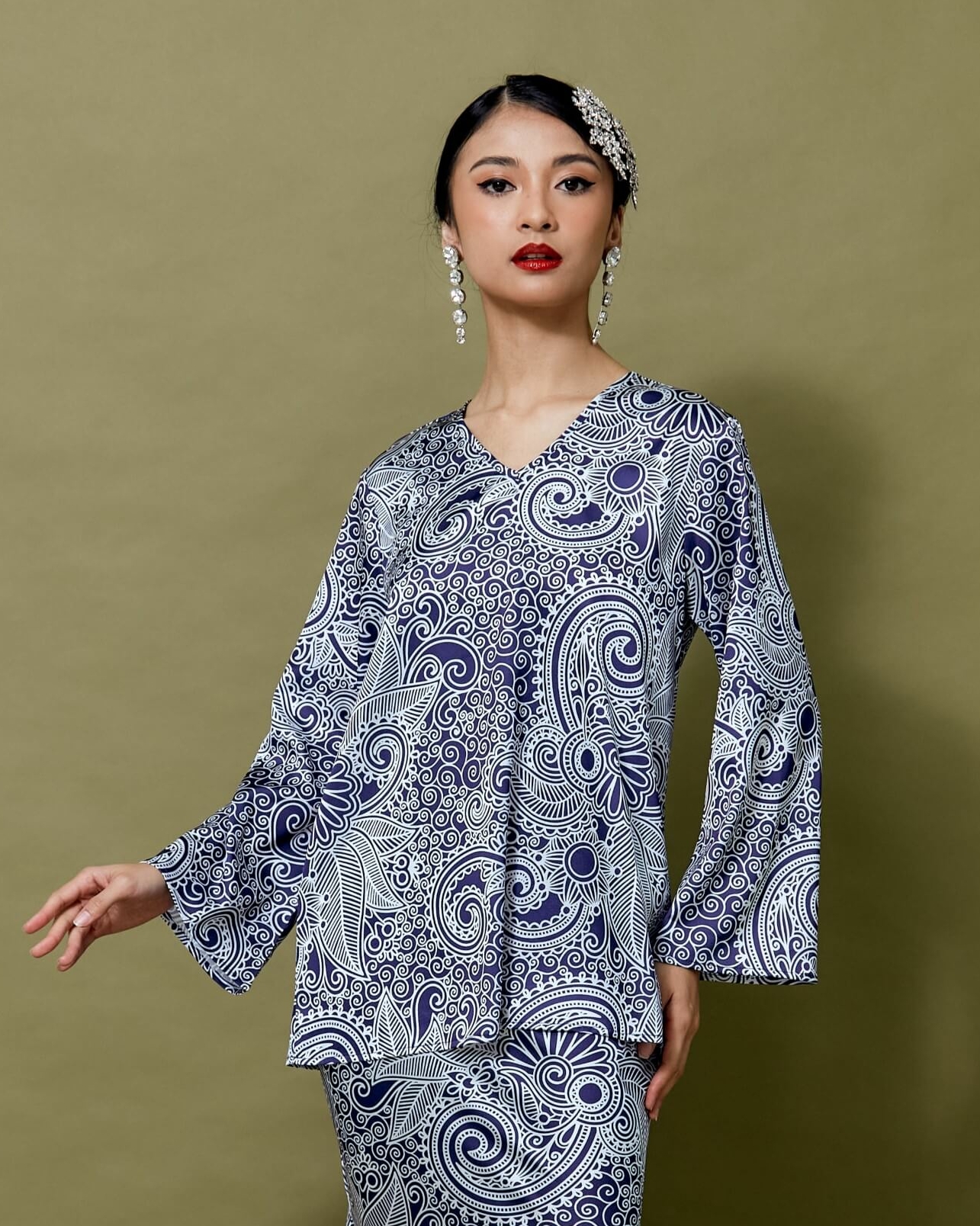 Wildad Blue Floral Batik Printed Blouse (4)
