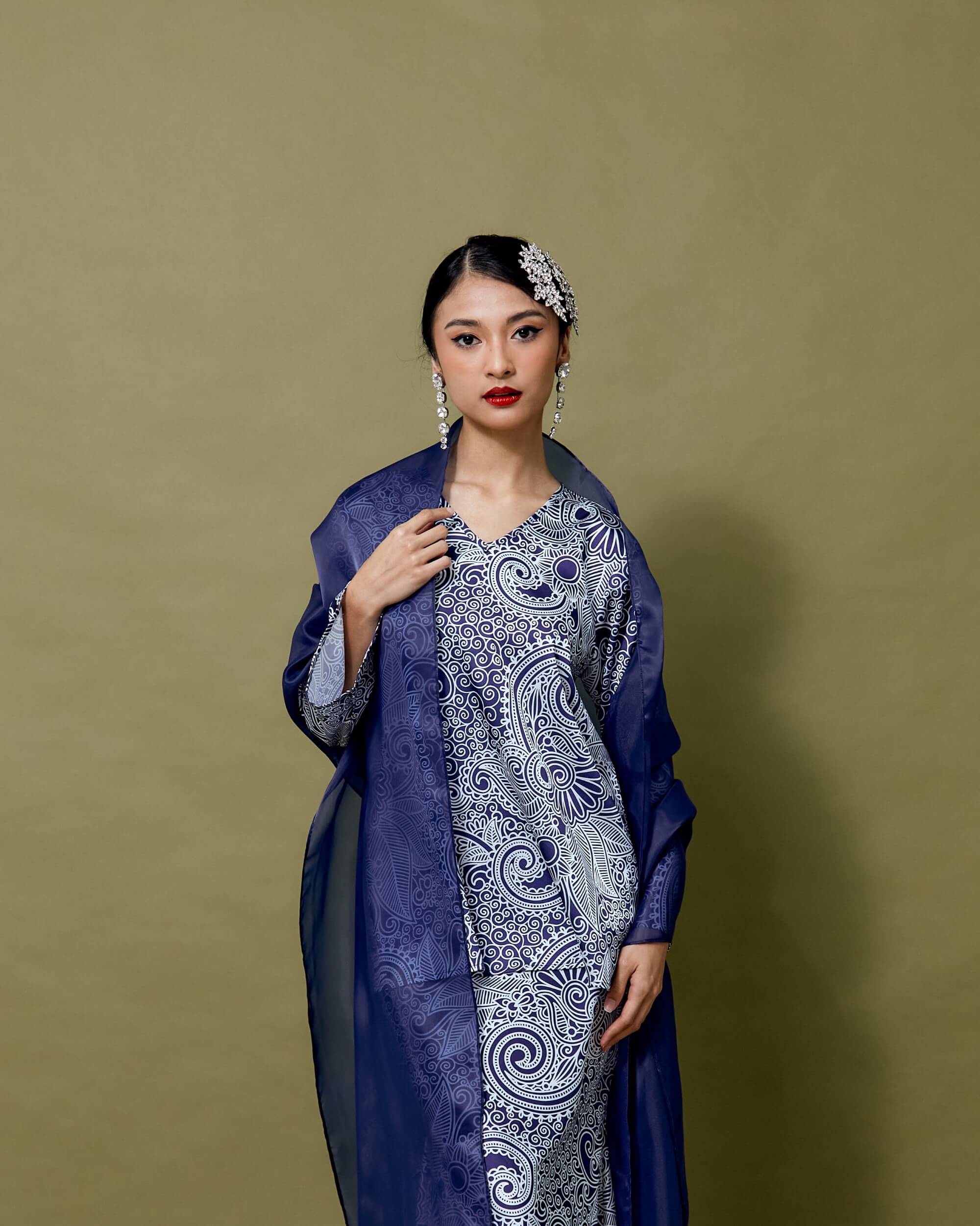 Wildad Blue Floral Batik Printed Blouse