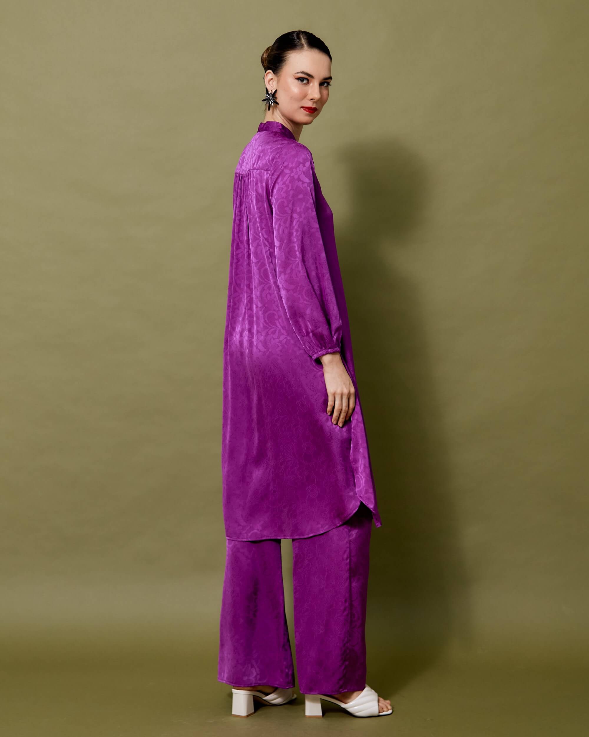 Zizi Purple Long Blouse & Pants Suit (2)