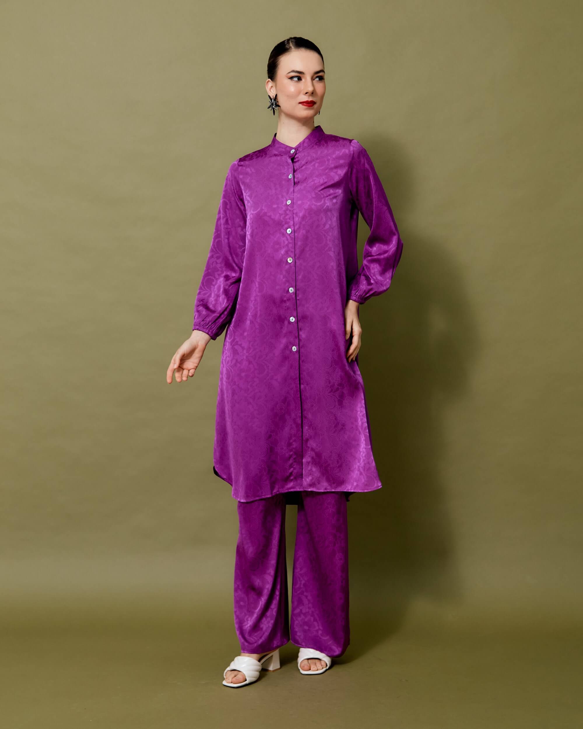 Zizi Purple Long Blouse & Pants Suit (4)