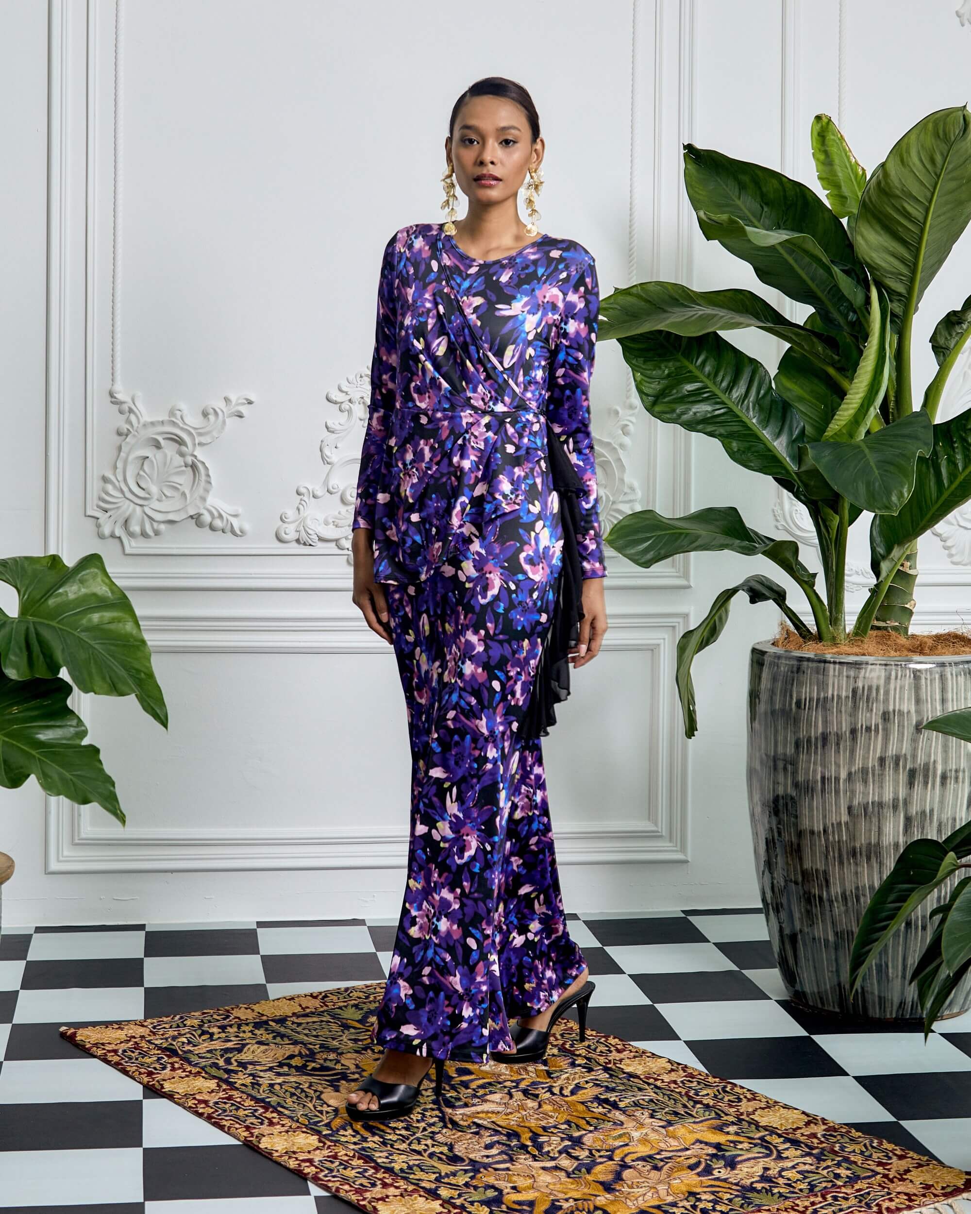 Anna Purple Floral Printed Dress (2)
