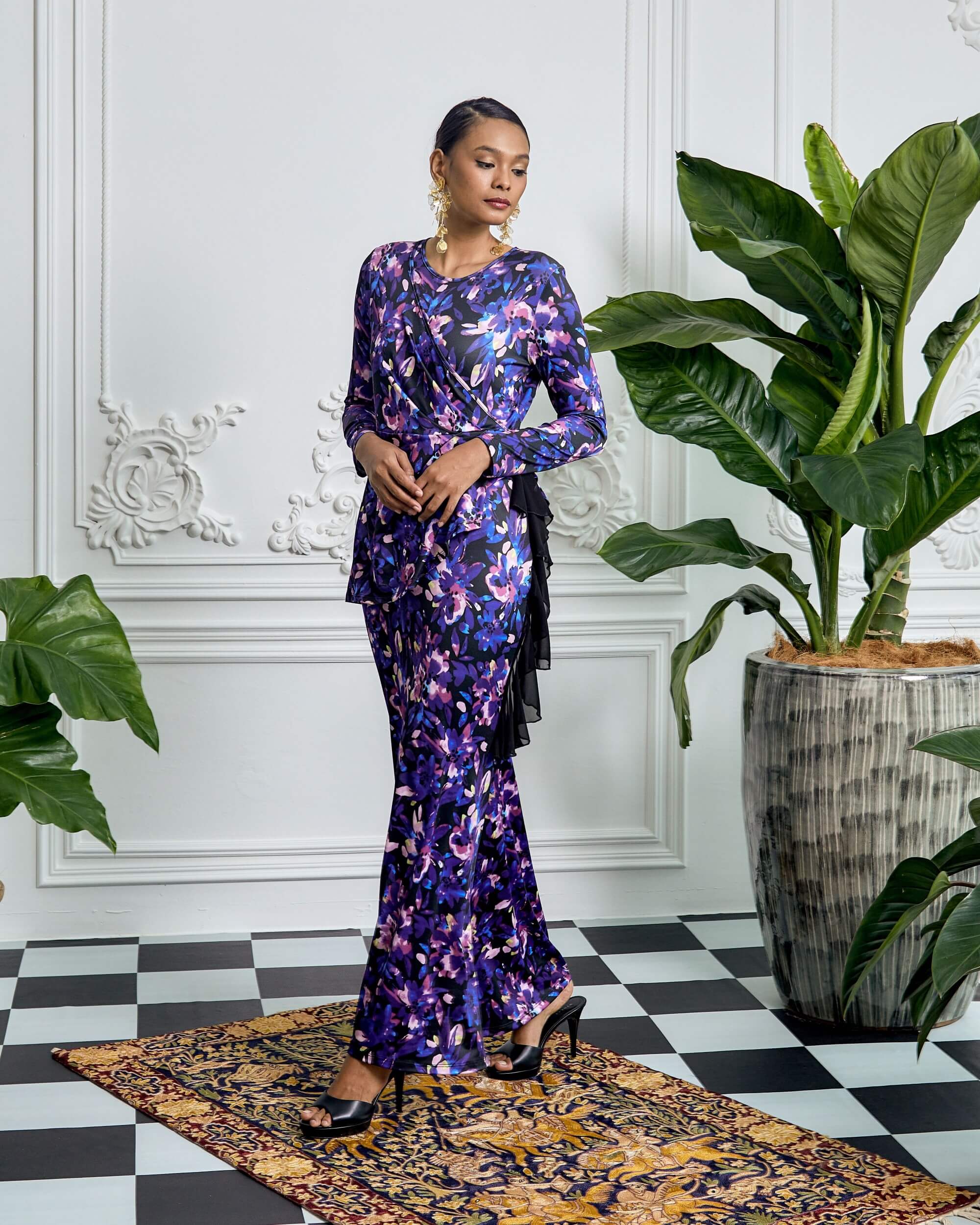 Anna Purple Floral Printed Dress (3)