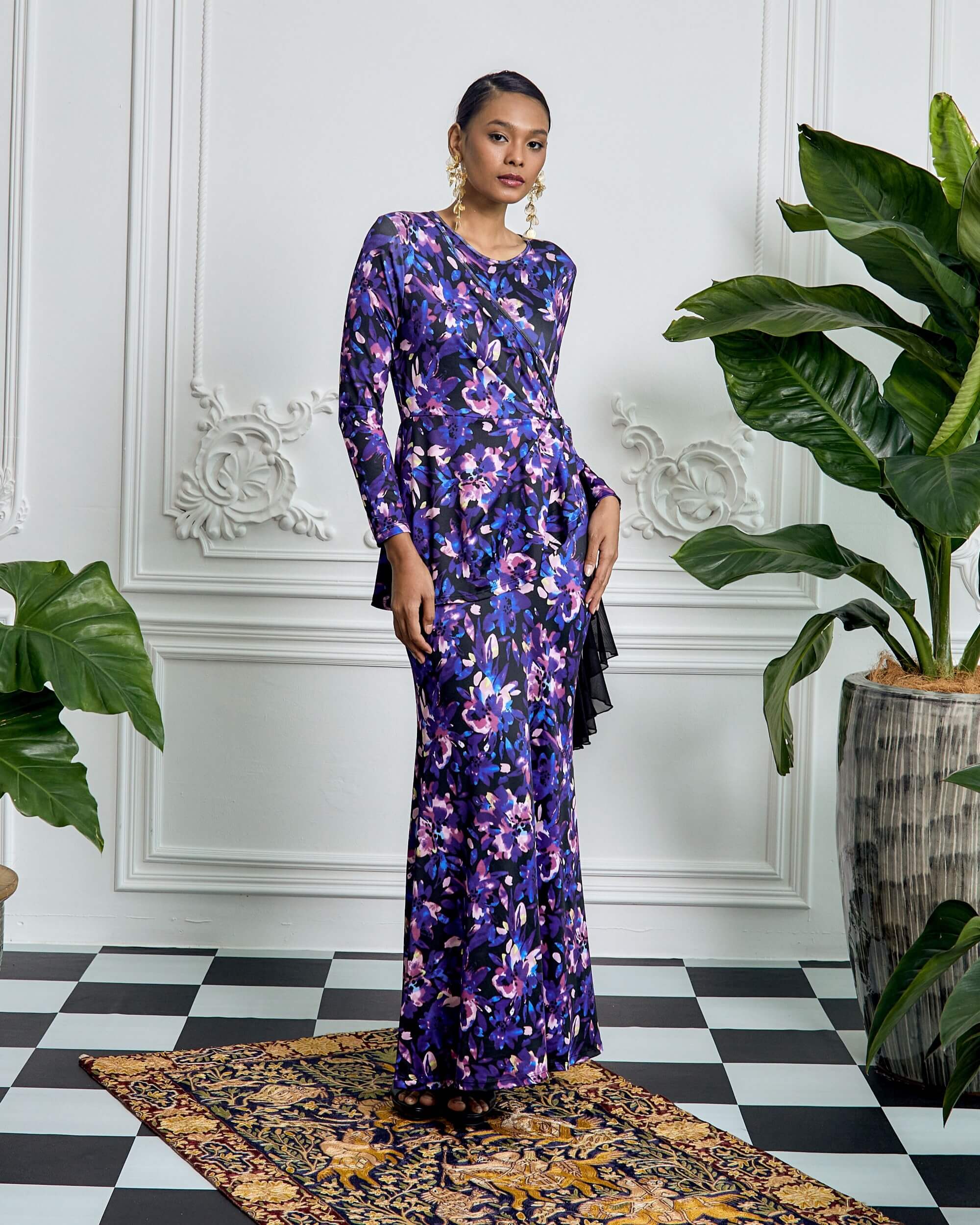 Anna Purple Floral Printed Dress (4)