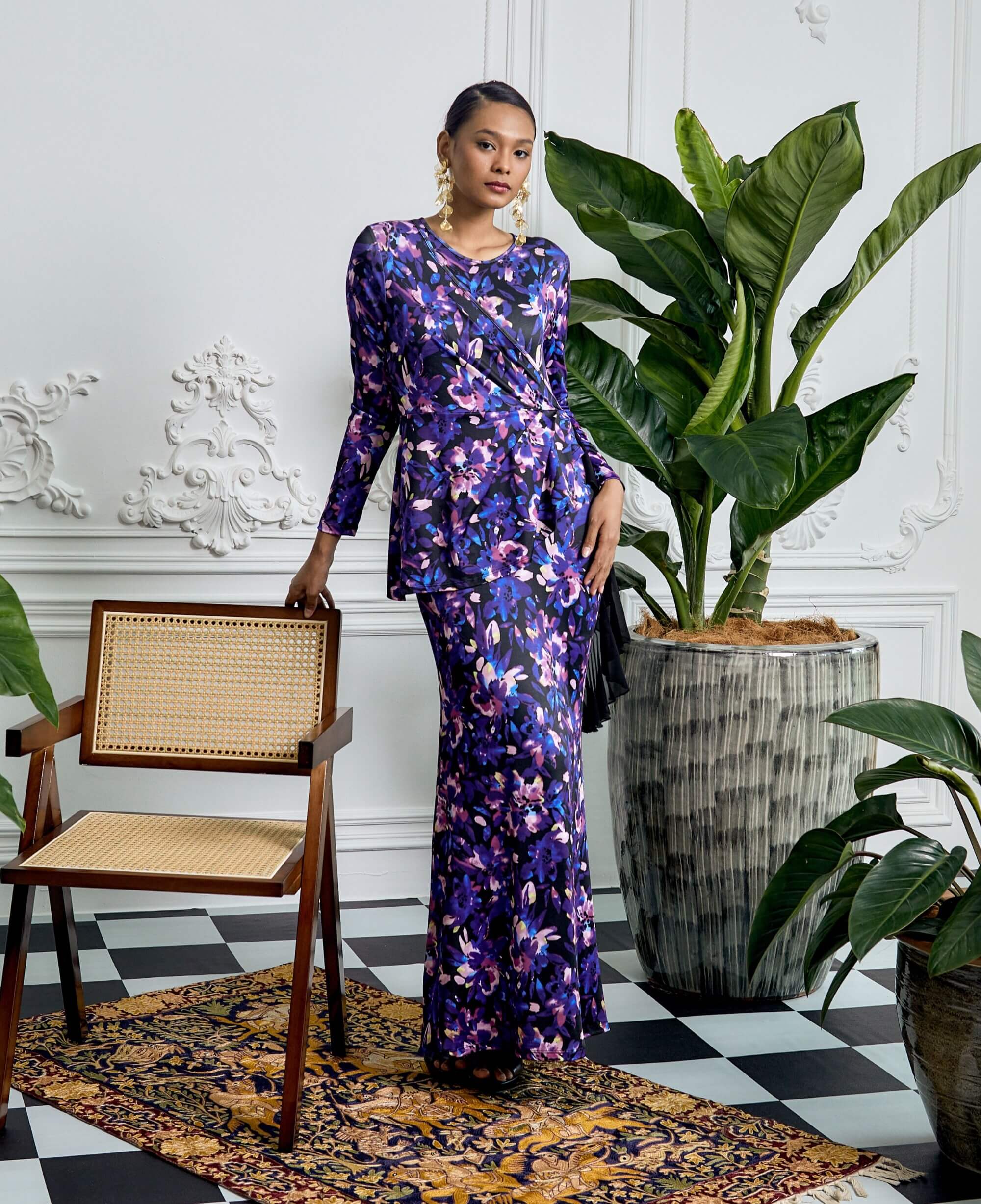 Anna Purple Floral Printed Dress