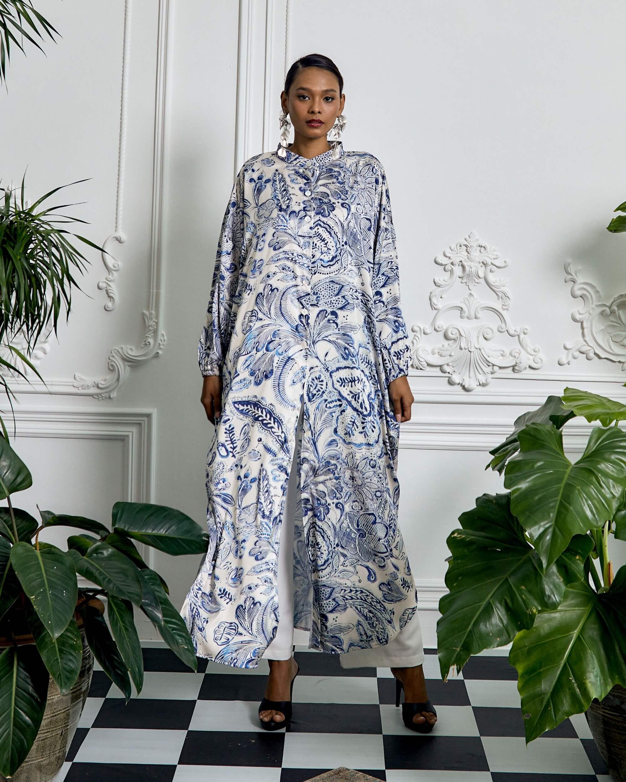 Bainun Blue Batik Printed Dress (3)