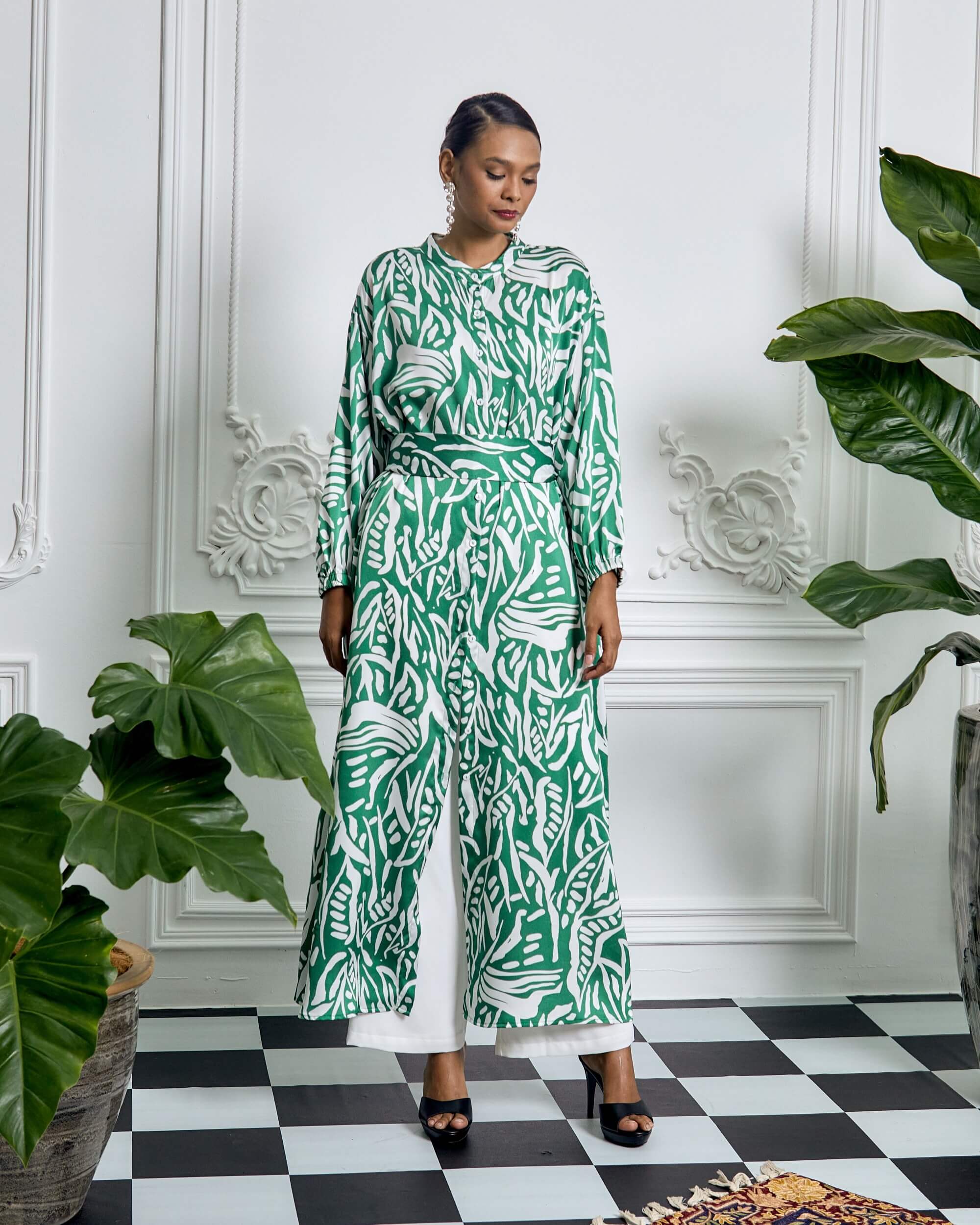Bainun Green Batik Printed Dress (3)
