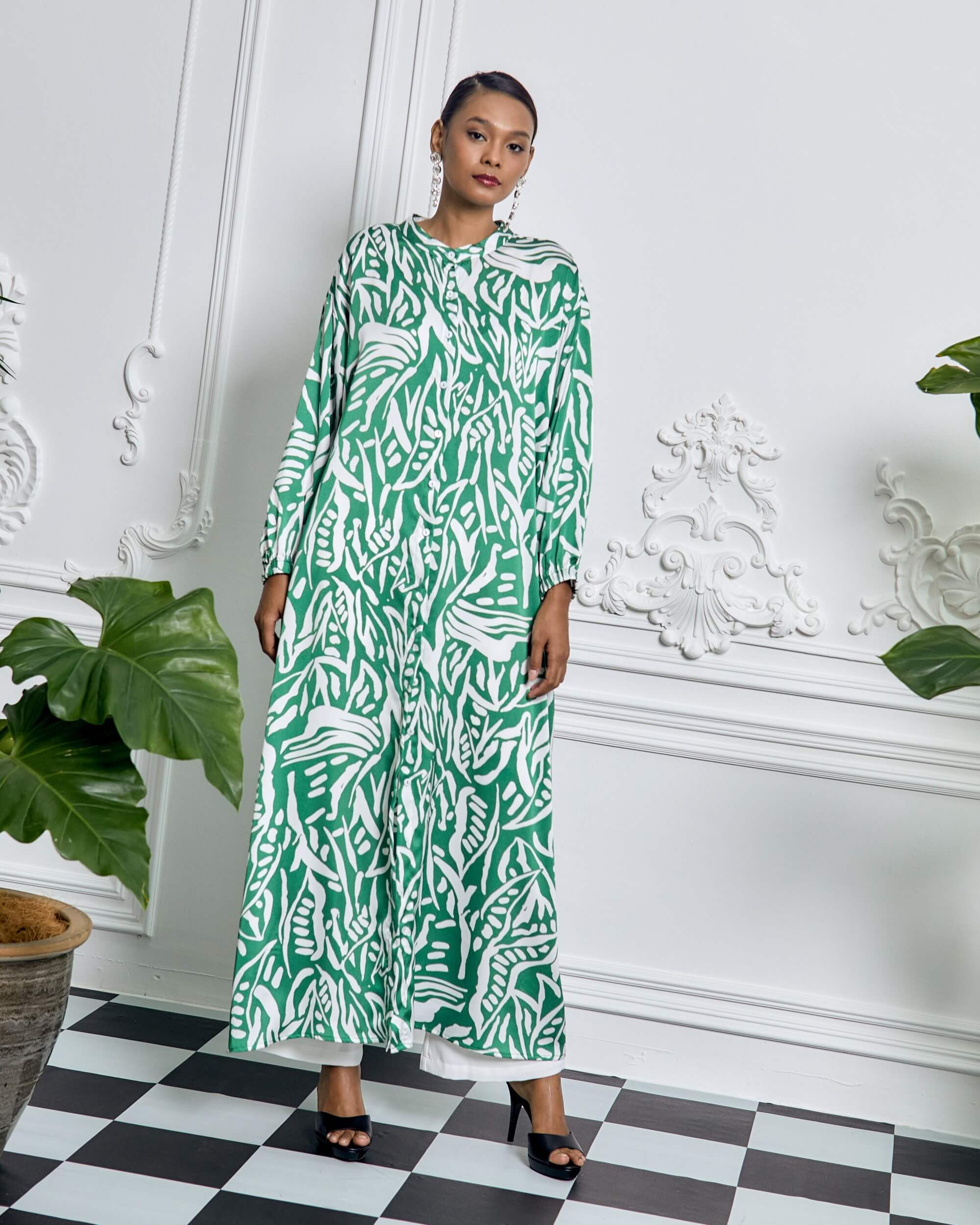 Bainun Green Batik Printed Dress