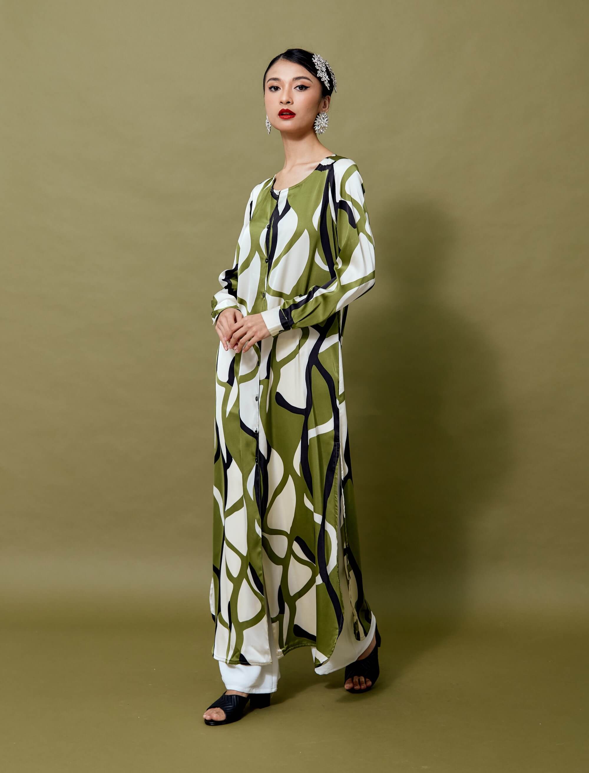 Melina Green Abstract Printed Dress (3)