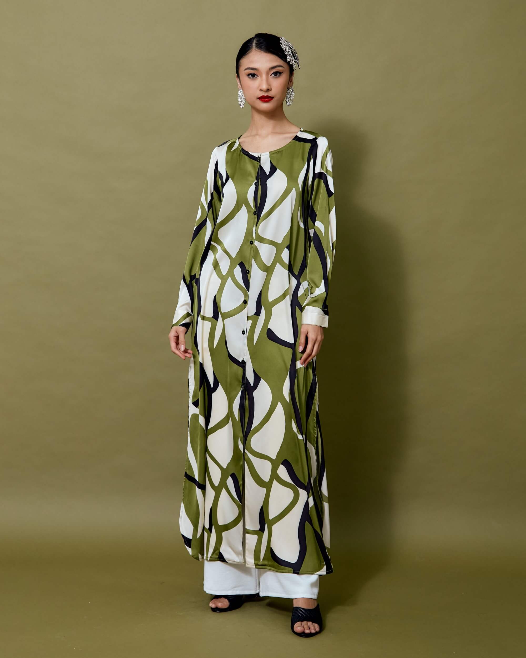 Melina Green Abstract Printed Dress (5)