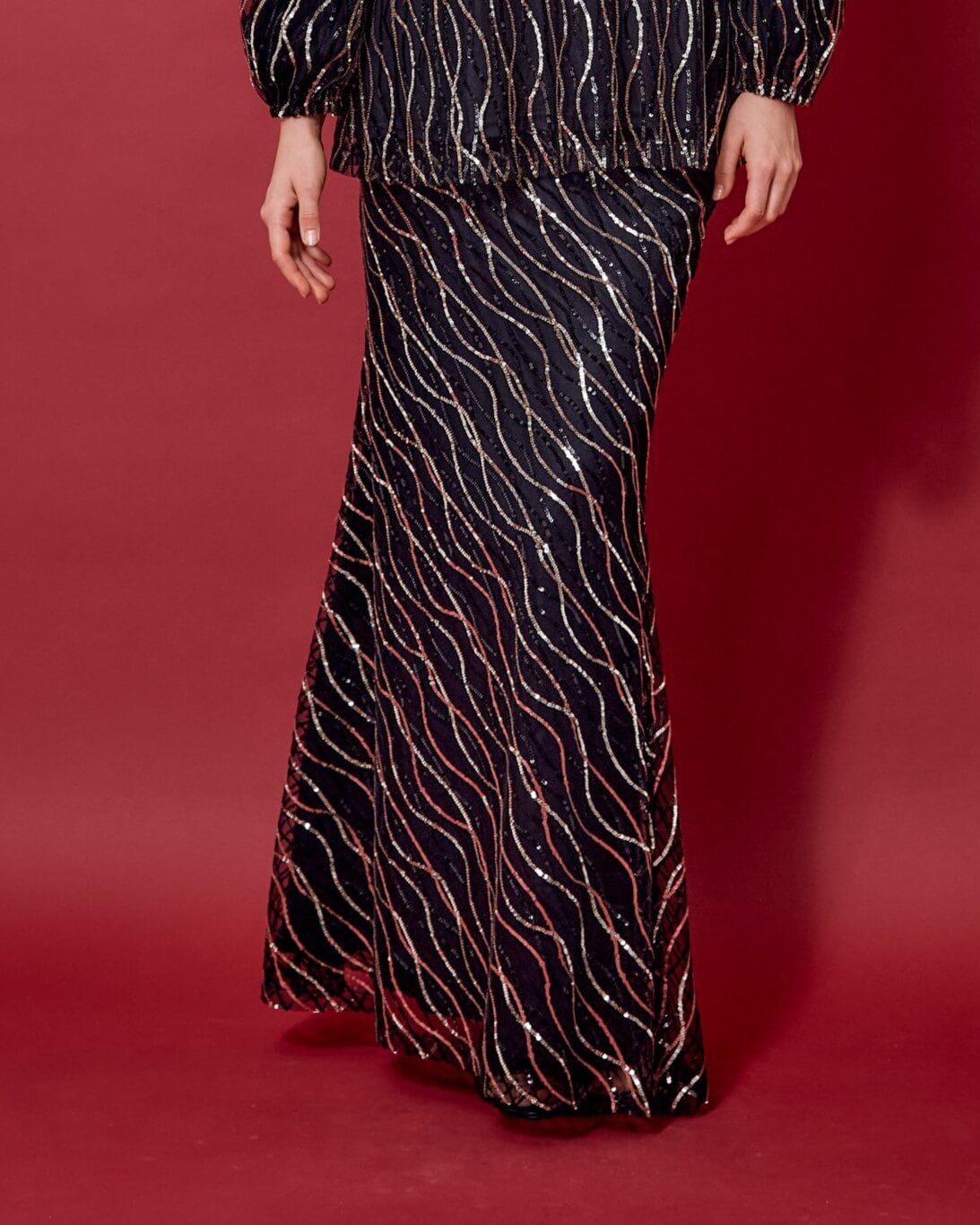 Neeta BlackGold Sequin Skirt
