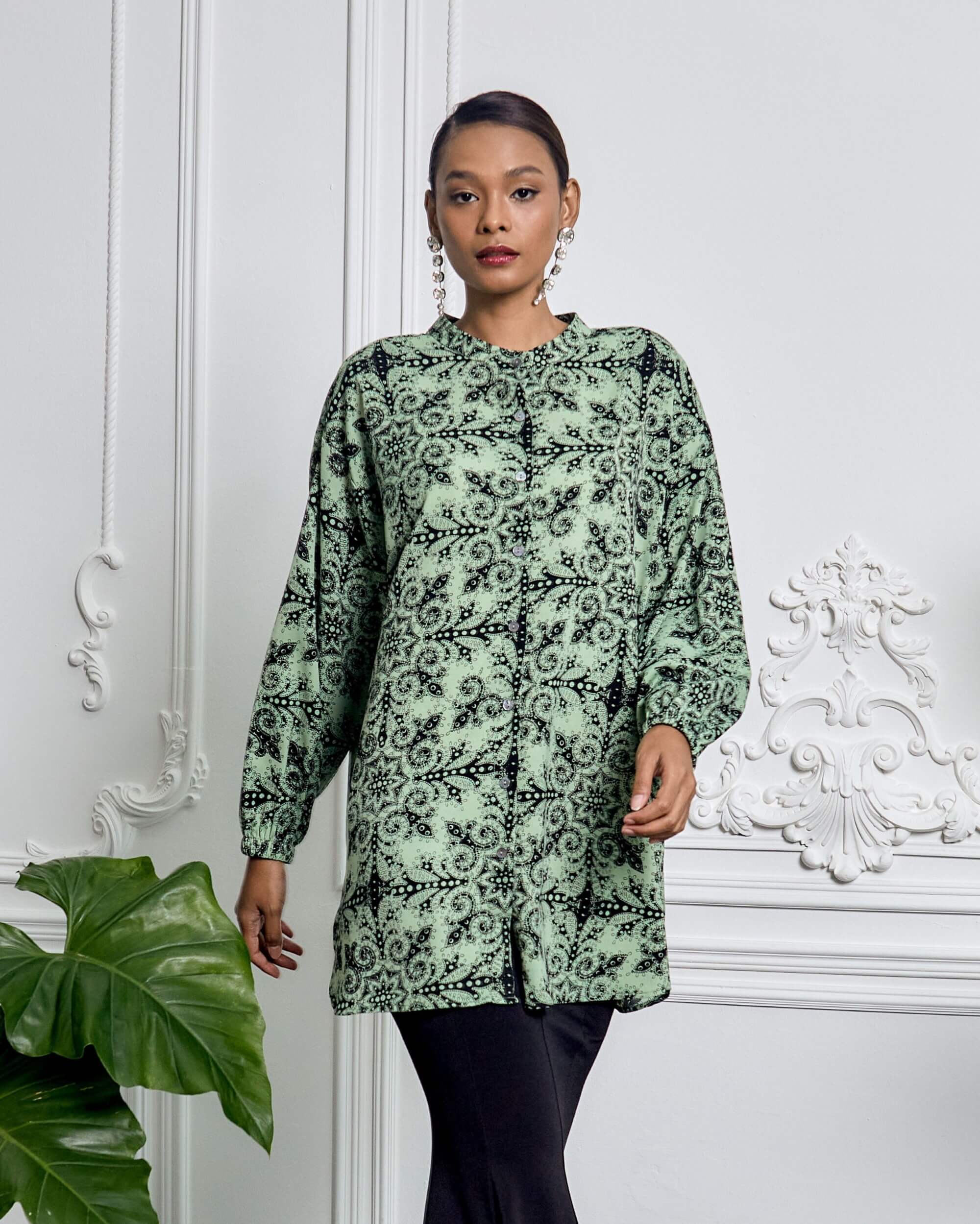 Risya Green Floral Printed Blouse (3)